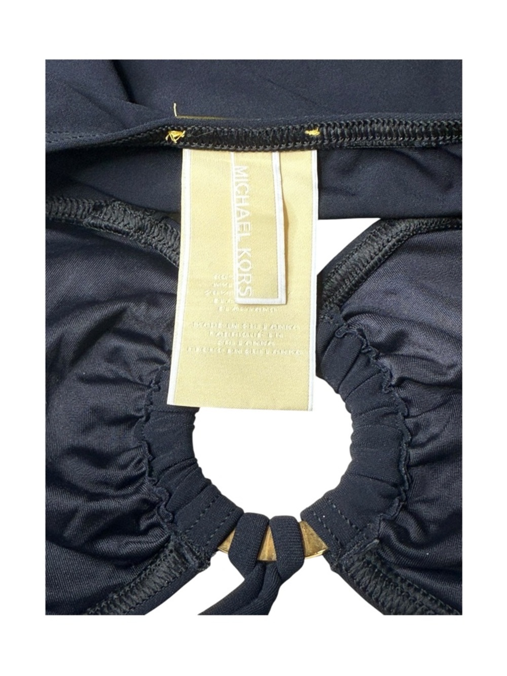 new Michael Kors 𖦹 Luxe Festival Gold Ring Halter Tankini Swim Top 𖦹 Black 𖦹 10 - Picture 12 of 16